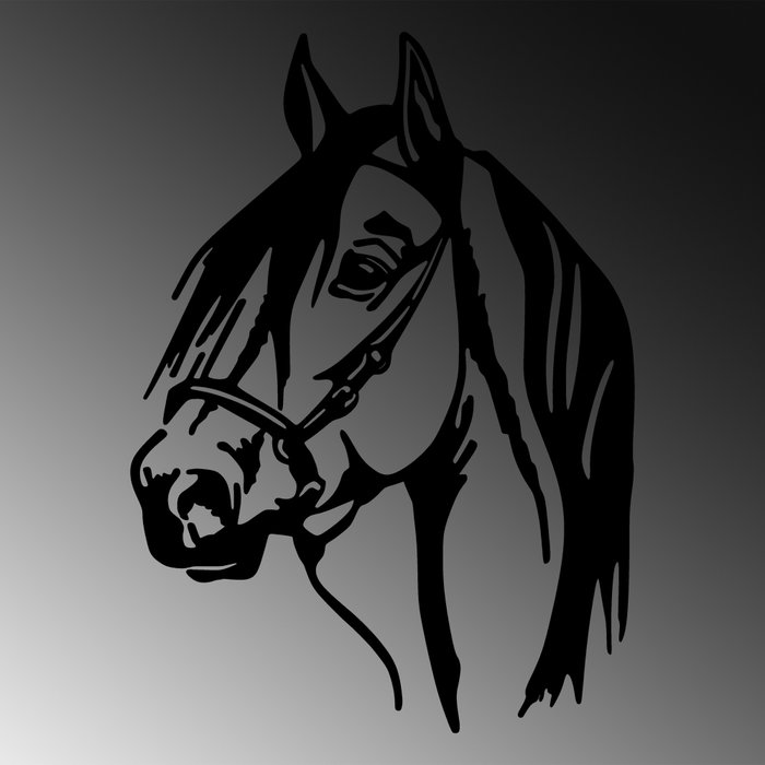 Wallity Horse Head Escultura de Pared de Metal Negra
